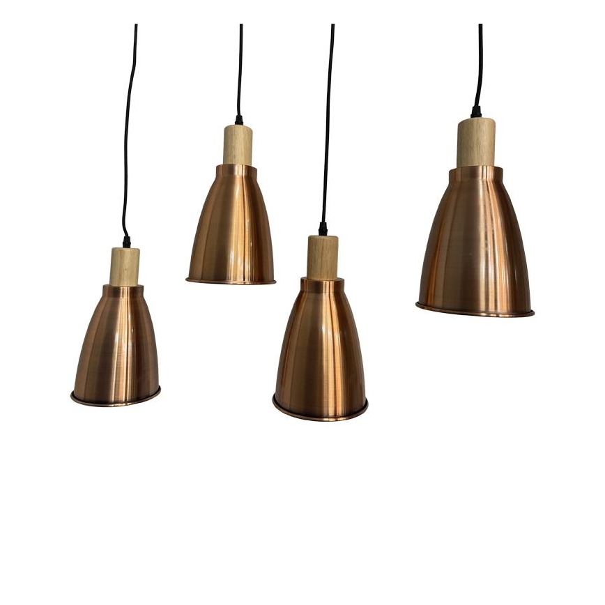 Suspension filaire 4xE27/60W/230V cuivre