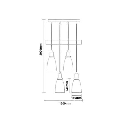 Suspension filaire 4xE27/60W/230V cuivre