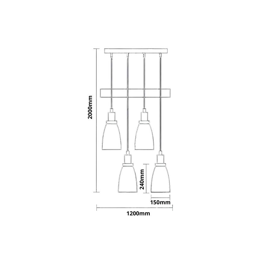 Suspension filaire 4xE27/60W/230V cuivre