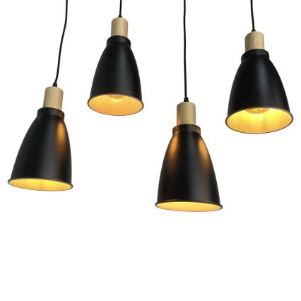 Suspension filaire 4xE27/60W/230V noir