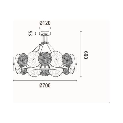 Suspension filaire 8xE14/40W/230V