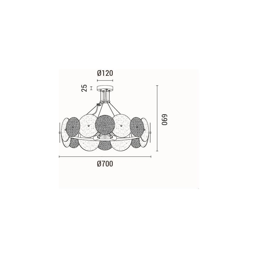 Suspension filaire 8xE14/40W/230V