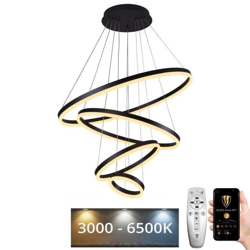 Suspension filaire à intensité variable LED/165W/230V 3000-6500K d. 80 cm + Télécommande