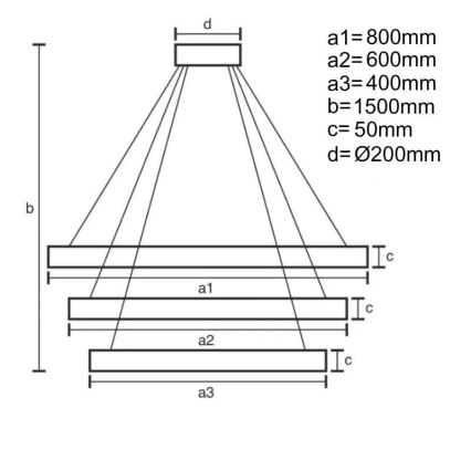 Suspension filaire à intensité variable LED/235W/230V 3000-6500K + télécommande