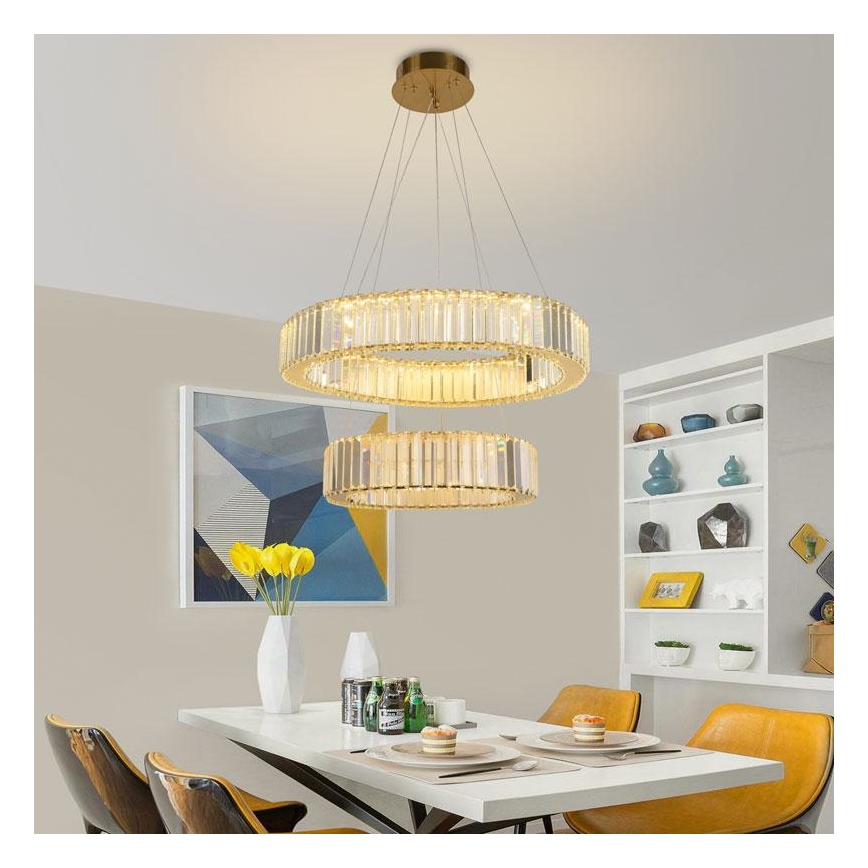 Suspension filaire à intensité variable LED/65W/230V 3000-6500K chrome/doré + Télécommande