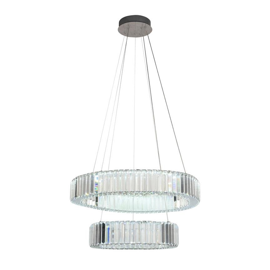 Suspension filaire en cristal à intensité variable LED/65W/230V 3000-6500K chrome brillant + télécommande