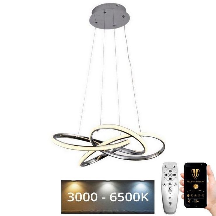 Suspension filaire à intensité variable LED/65W/230V 3000-6500K d. 48 cm gris + Télécommande