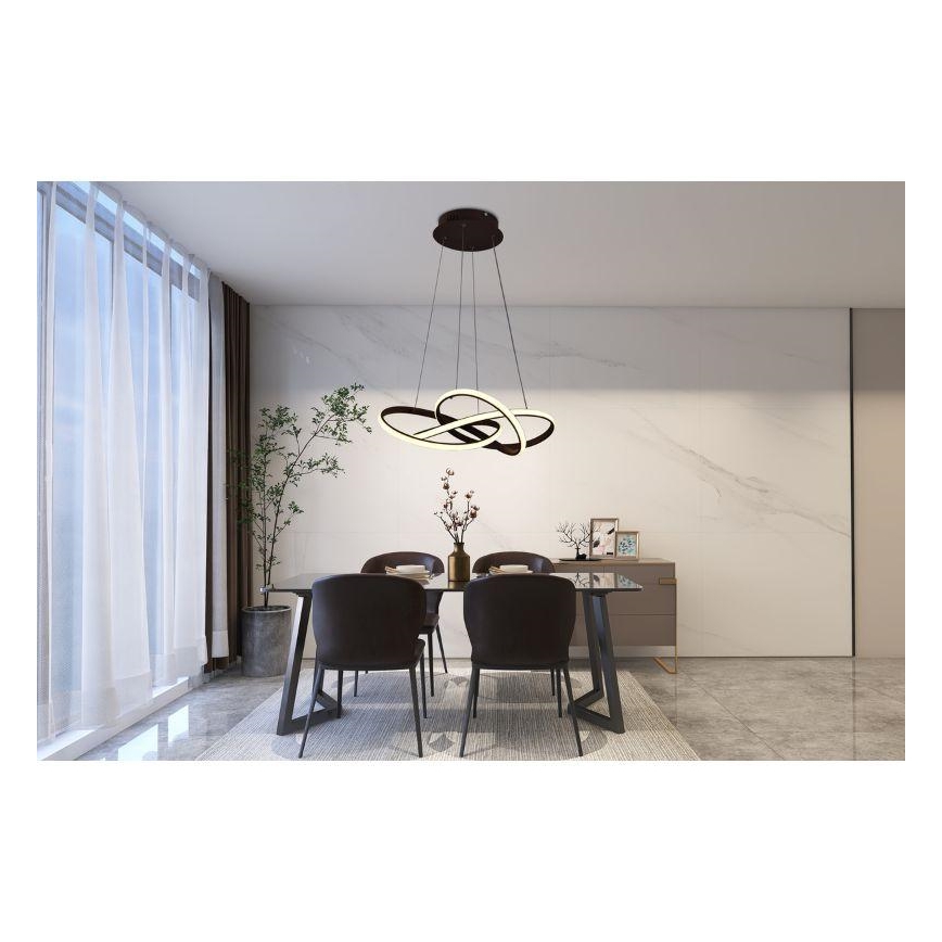 Suspension filaire à intensité variable LED/65W/230V 3000-6500K marron + télécommande