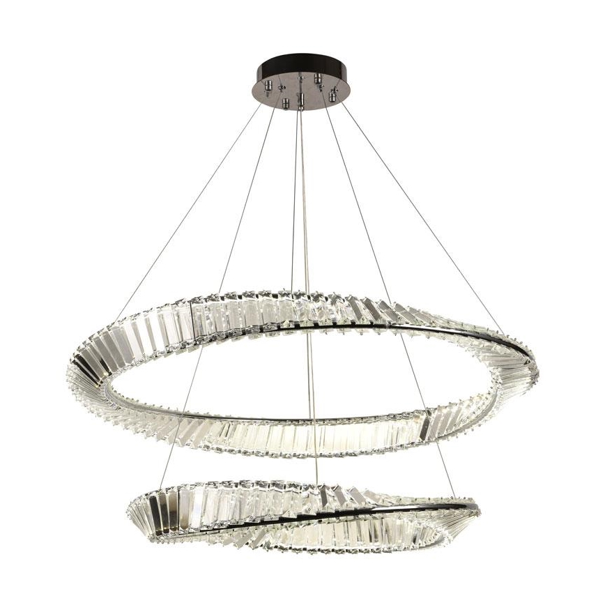 Suspension filaire en cristal à intensité variable LED/90W/230V 3000-6500K chrome brillant + télécommande