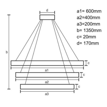 Suspension filaire à intensité variable LED/90W/230V 3000-6500K + Télécommande