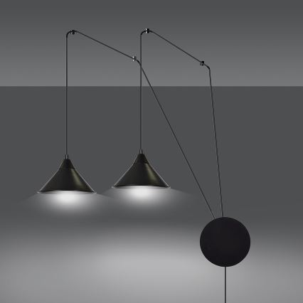 Suspension filaire ABRAMO 2xE27/15W/230V noir