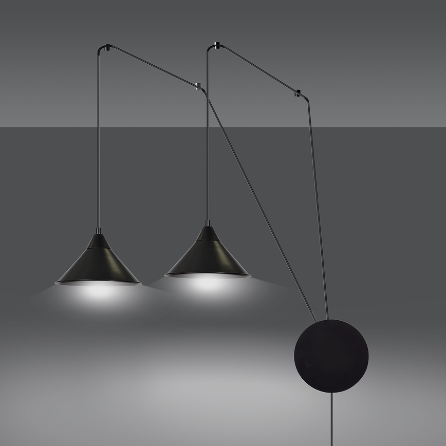 Suspension filaire ABRAMO 2xE27/15W/230V noir