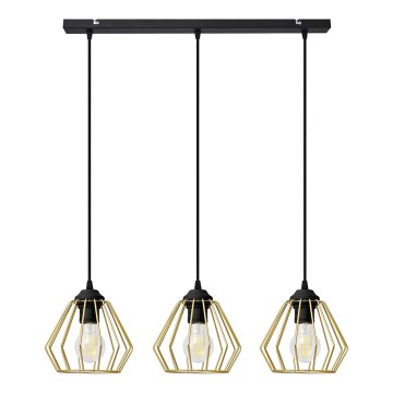 Suspension filaire AGAT 3xE27/15W/230V doré/noir