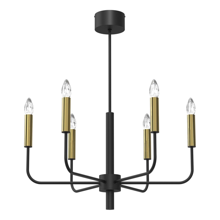 Suspension filaire AKASYA 6xE14/15W/230V noir/doré