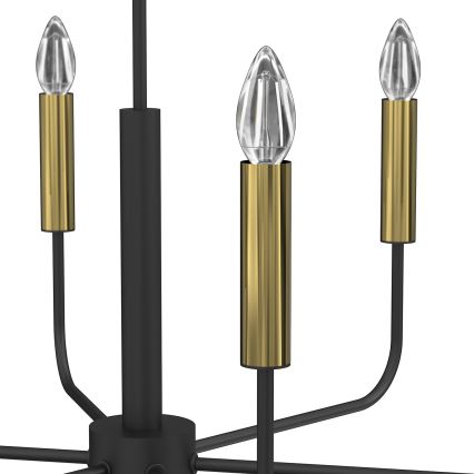 Suspension filaire AKASYA 6xE14/15W/230V noir/doré