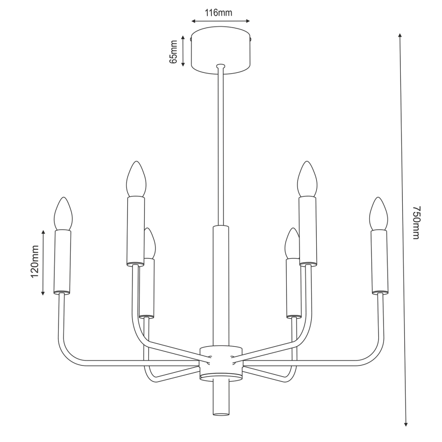 Suspension filaire AKASYA 6xE14/15W/230V noir/doré