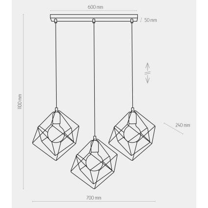 Suspension filaire ALAMBRE 3xE27/60W/230V