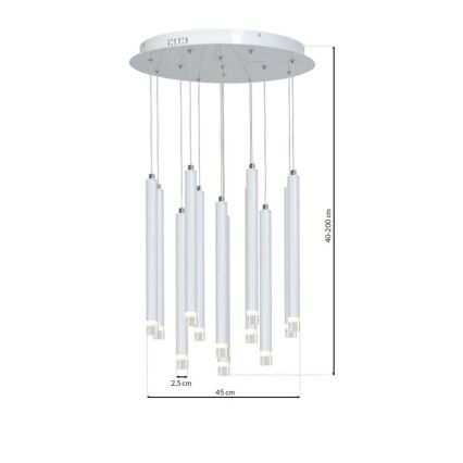 Suspension filaire ALBA 12xLED/1W/230V blanc