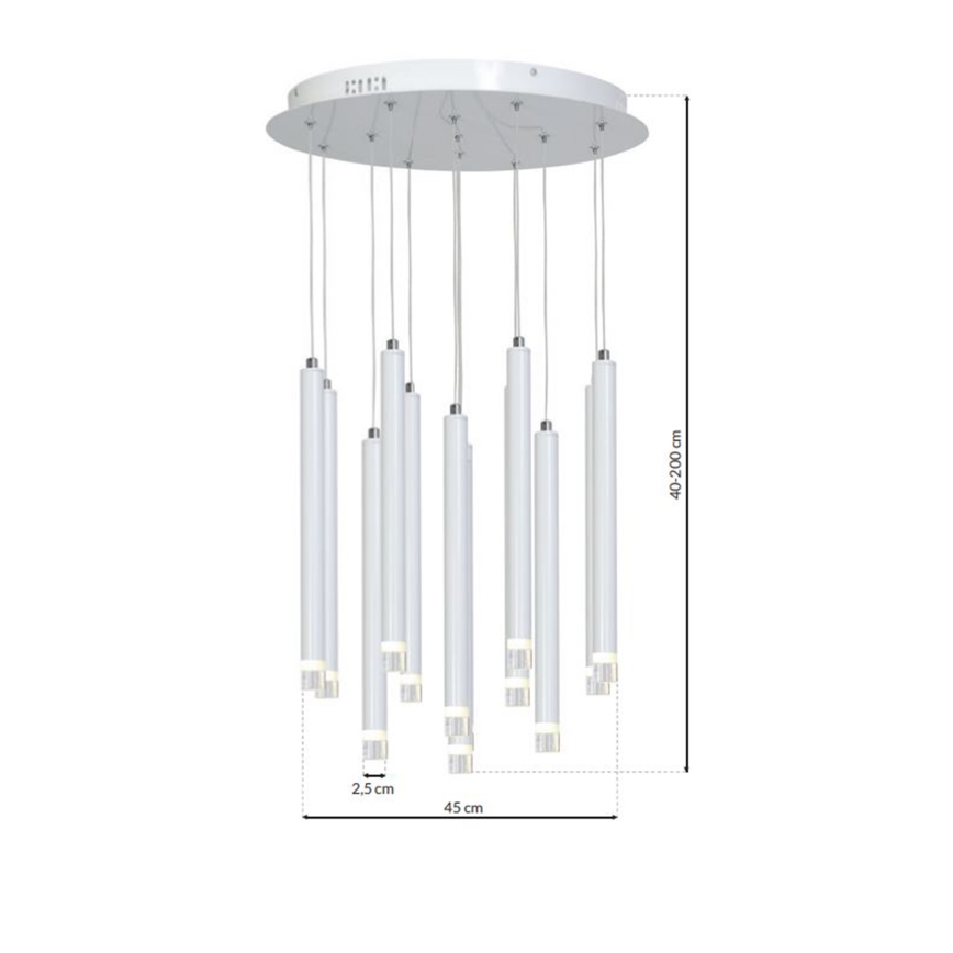 Suspension filaire ALBA 12xLED/1W/230V blanc