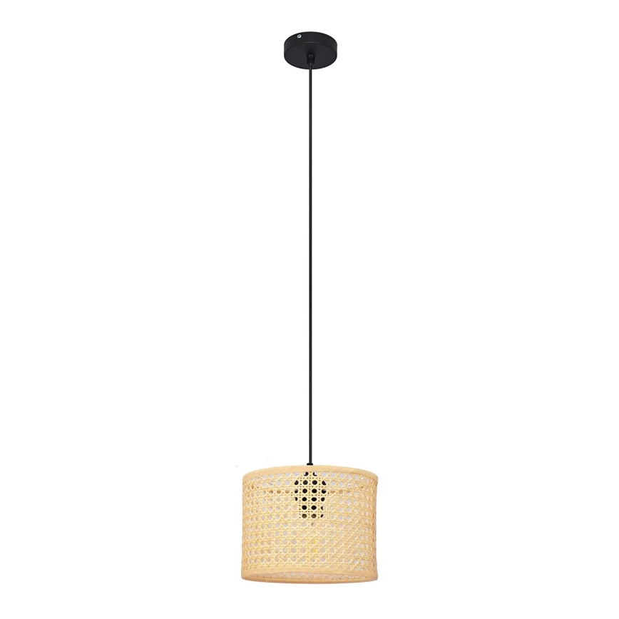 Suspension filaire ALBA 1xE27/15W/230V diam. 20 cm rotin/noir