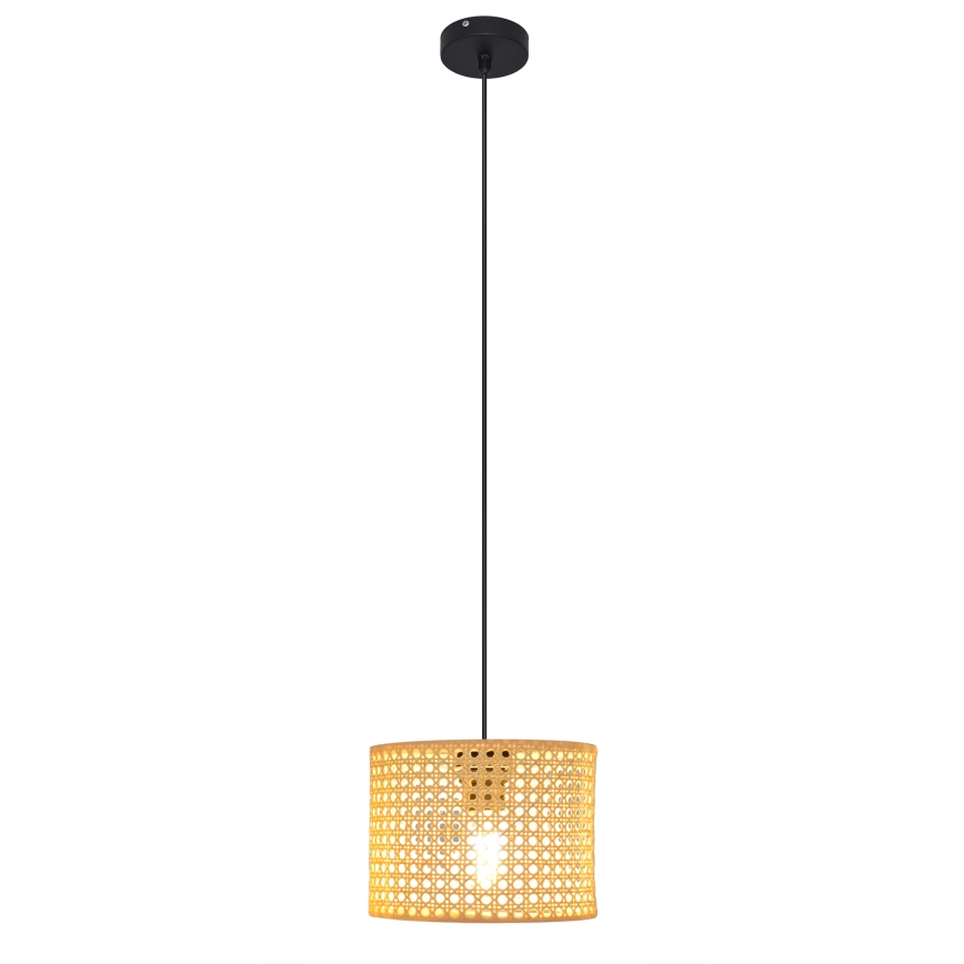 Suspension filaire ALBA 1xE27/15W/230V diam. 20 cm rotin/noir