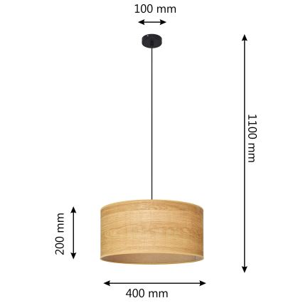 Suspension filaire ALBA 1xE27/15W/230V diam. 40 cm marron/noir