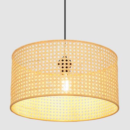 Suspension filaire ALBA 1xE27/15W/230V diam. 40 cm rotin/noir