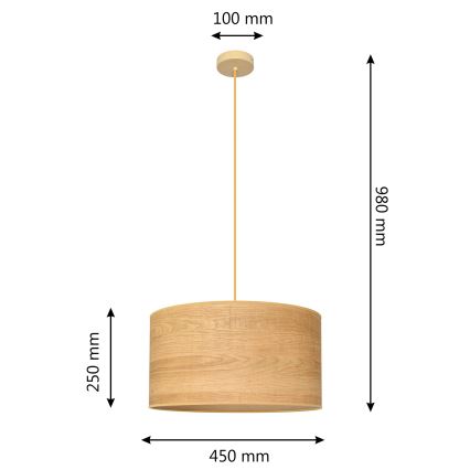 Suspension filaire ALBA 1xE27/15W/230V diam. 45 cm marron