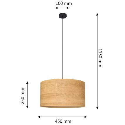 Suspension filaire ALBA 1xE27/15W/230V diam. 45 cm marron/noir