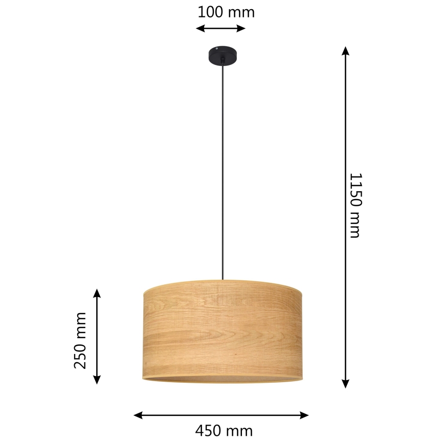Suspension filaire ALBA 1xE27/15W/230V diam. 45 cm marron/noir