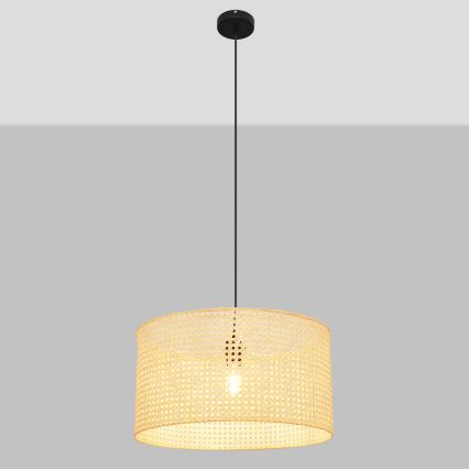Suspension filaire ALBA 1xE27/15W/230V diam. 45 cm rotin/noir