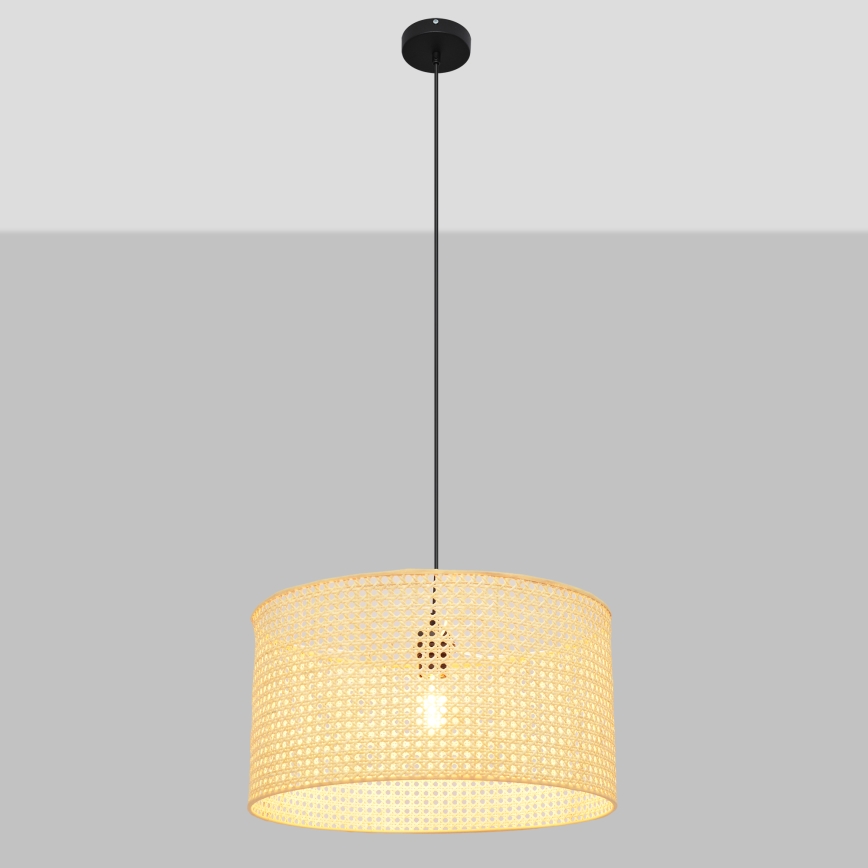 Suspension filaire ALBA 1xE27/15W/230V diam. 45 cm rotin/noir