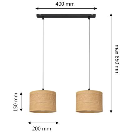 Suspension filaire ALBA 2xE27/15W/230V marron/noir