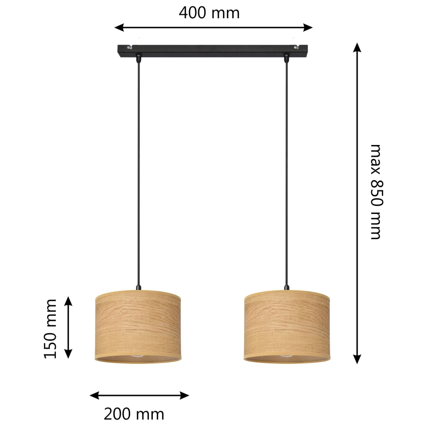 Suspension filaire ALBA 2xE27/15W/230V marron/noir
