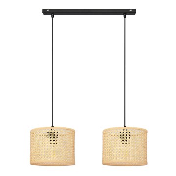 Suspension filaire ALBA 2xE27/15W/230V rotin/noir
