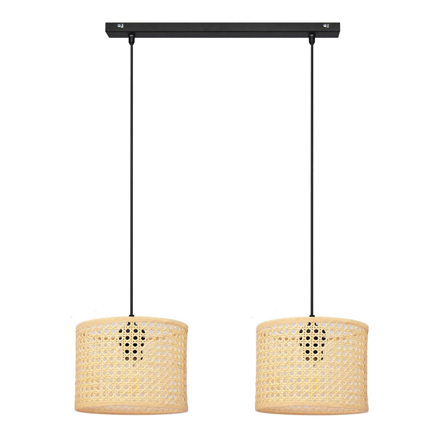 Suspension filaire ALBA 2xE27/15W/230V rotin/noir