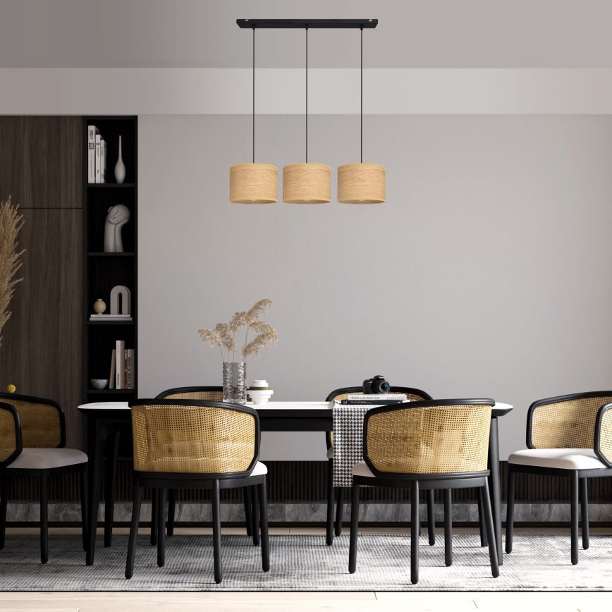 Suspension filaire ALBA 3xE27/15W/230V marron/noir
