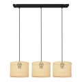 Suspension filaire ALBA 3xE27/15W/230V rotin/noir