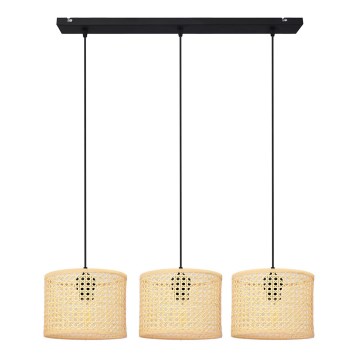 Suspension filaire ALBA 3xE27/15W/230V rotin/noir