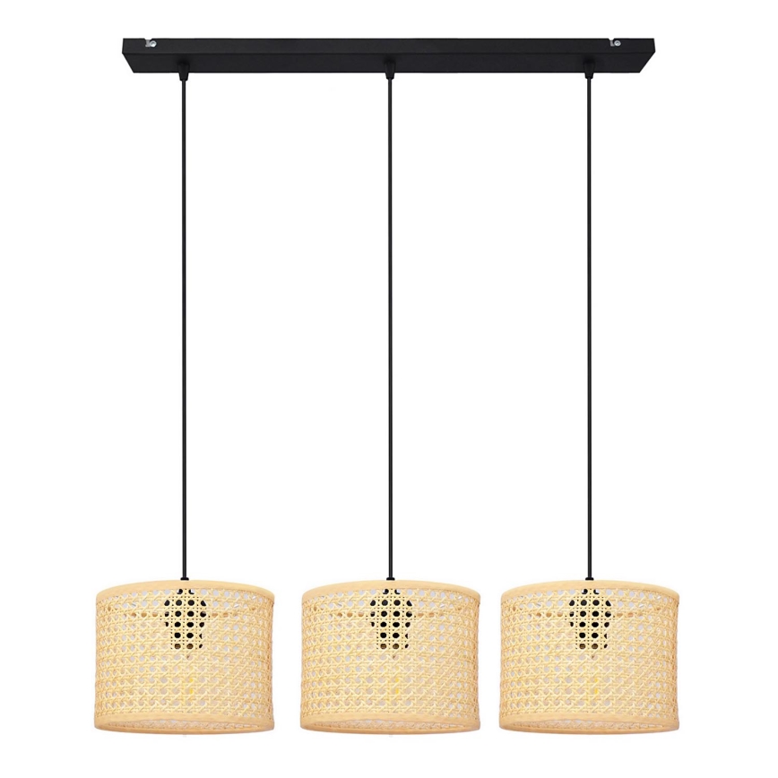 Suspension filaire ALBA 3xE27/15W/230V rotin/noir