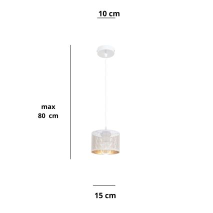 Suspension filaire ALDO 1xE27/60W/230V diam. 15 cm blanc