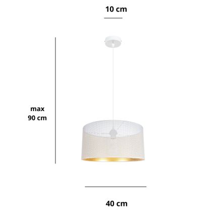 Suspension filaire ALDO 1xE27/60W/230V diam. 40 cm blanc