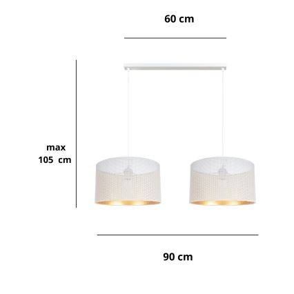 Suspension filaire ALDO 2xE27/60W/230V blanc