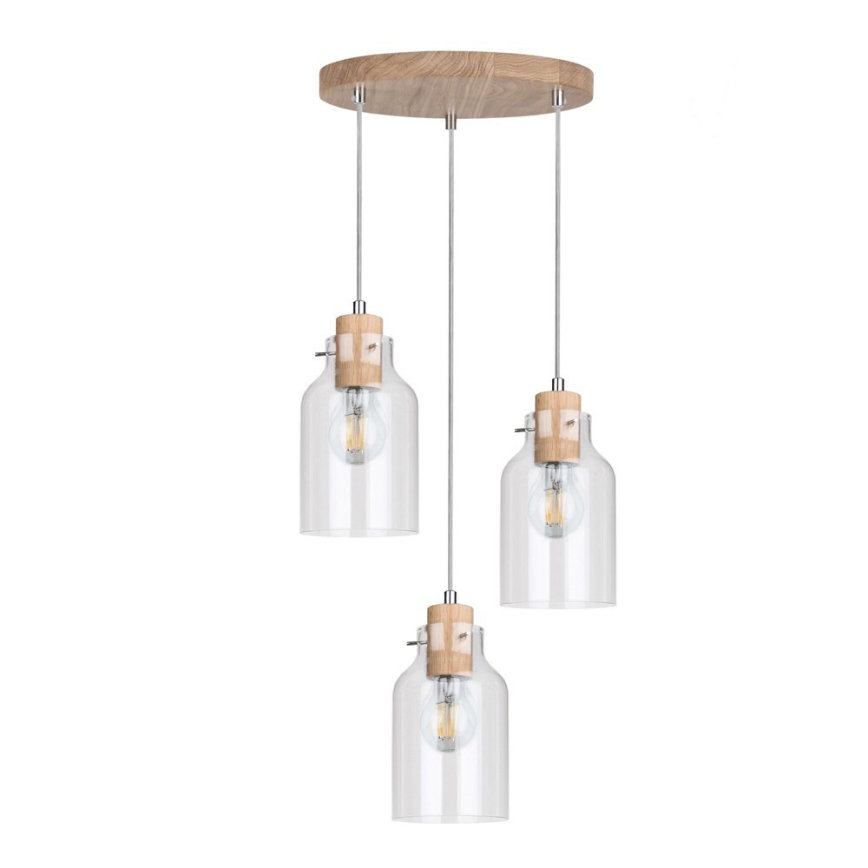Suspension filaire ALESSANDRO 3xE27/60W/230V chêne