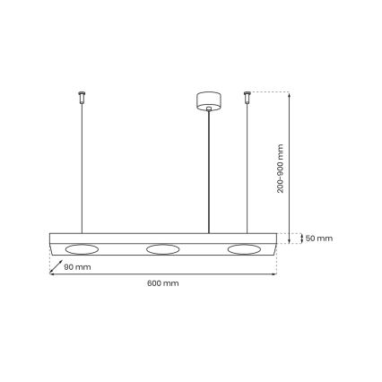 Suspension filaire ALEXANDER 3xGX53/12W/230V noir