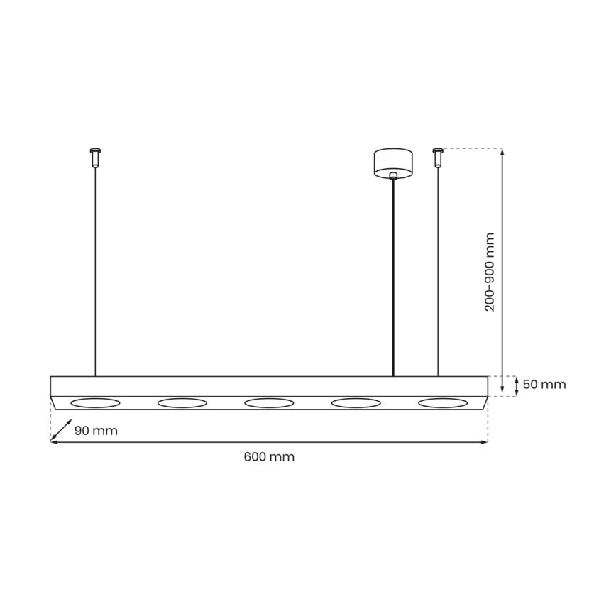Suspension filaire ALEXANDER 5xGX53/12W/230V noir