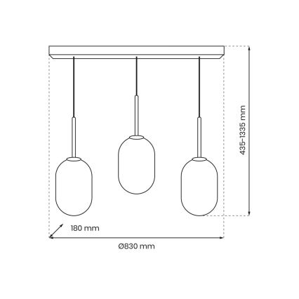 Suspension filaire ALIAS 3xE14/40W/230V doré