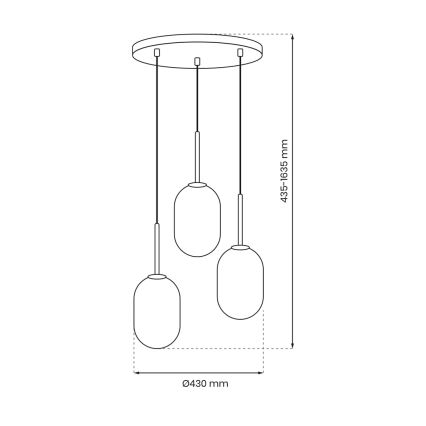 Suspension filaire ALIAS 3xE14/40W/230V doré