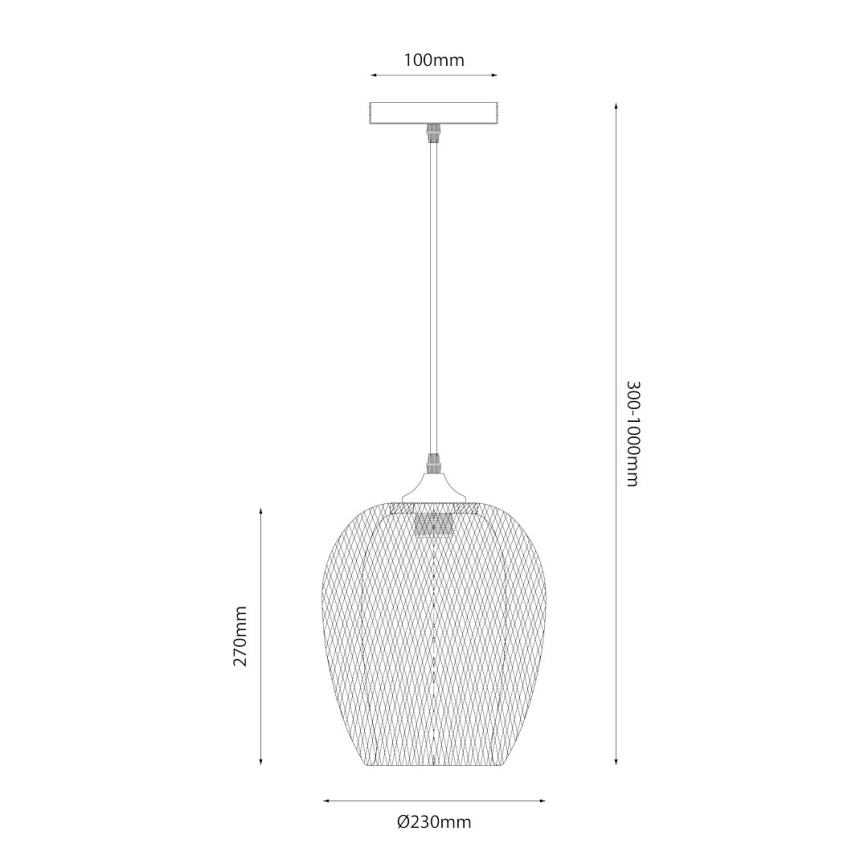 Suspension filaire ALMA 1xE27/60W/230V d. 23 cm bambou