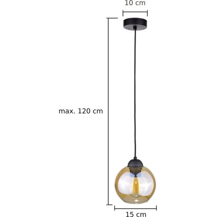 Suspension filaire AMBRE BLACK 1xE27/60W/230V